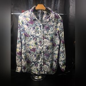 Relativity Multicolor Floral Women's Button Up Blouse xl